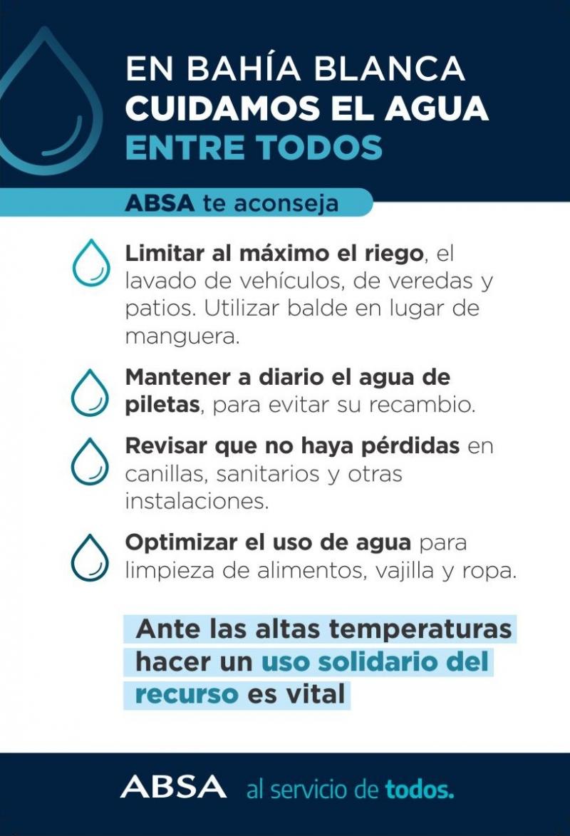 ABSA solicita el consumo solidario del agua en Bahía  Blanca