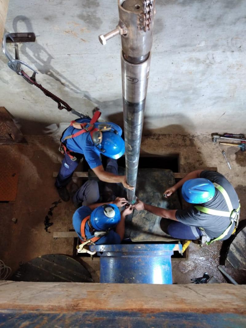 Avanza el recambio del equipo de bombeo en la Planta Potabilizadora de ABSA