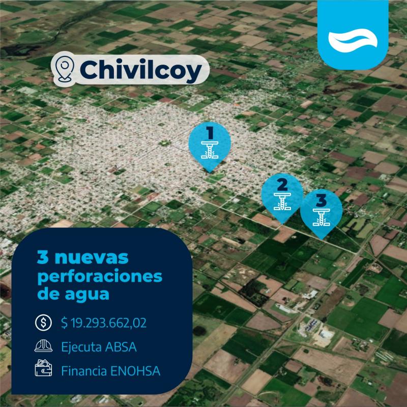 ABSA suma tres nuevas perforaciones de agua a la red de Chivilcoy
