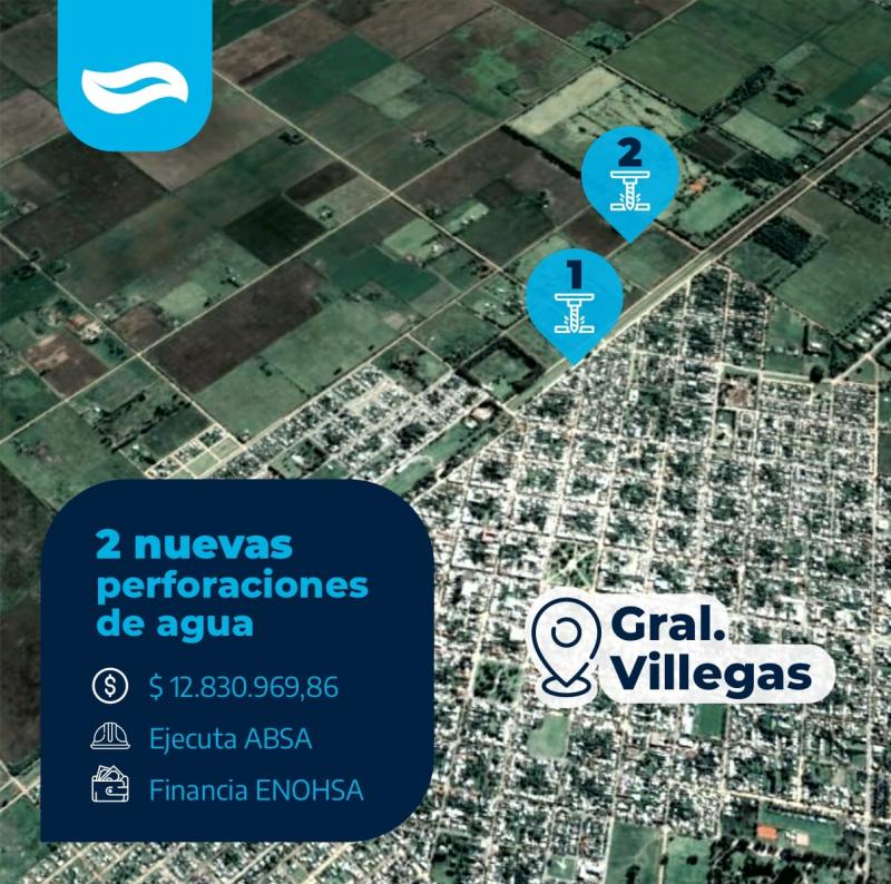 ABSA suma dos nuevas perforaciones de agua a la red de General Villegas