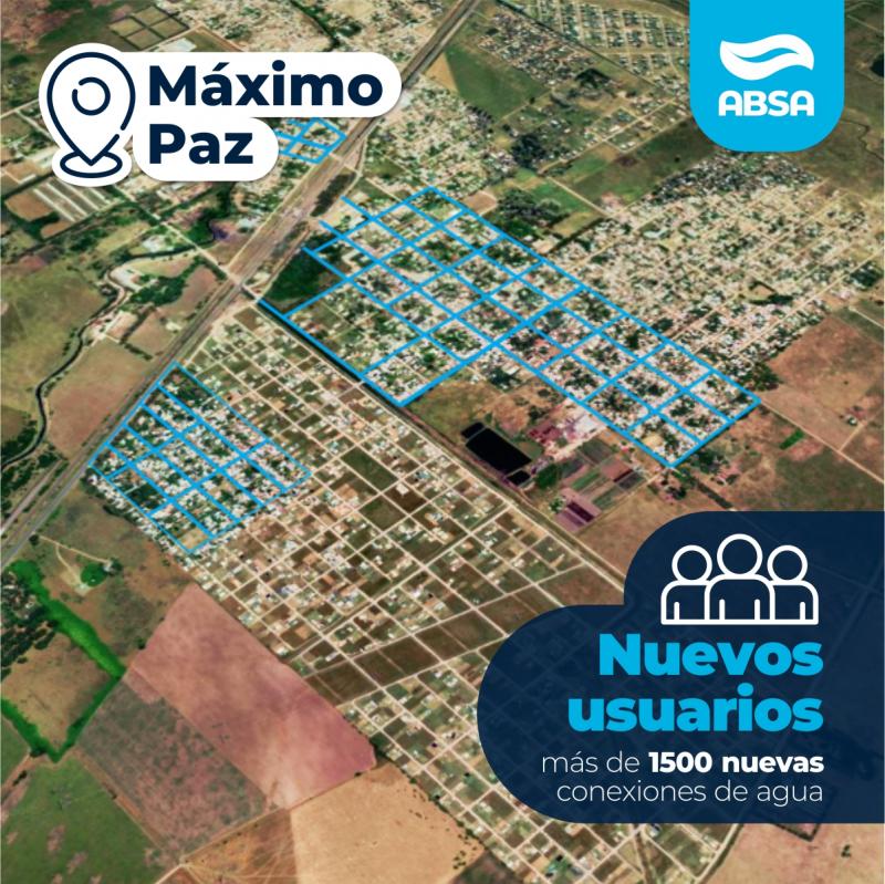 ABSA suma nuevos usuarios en el servicio de agua en Máximo Paz
