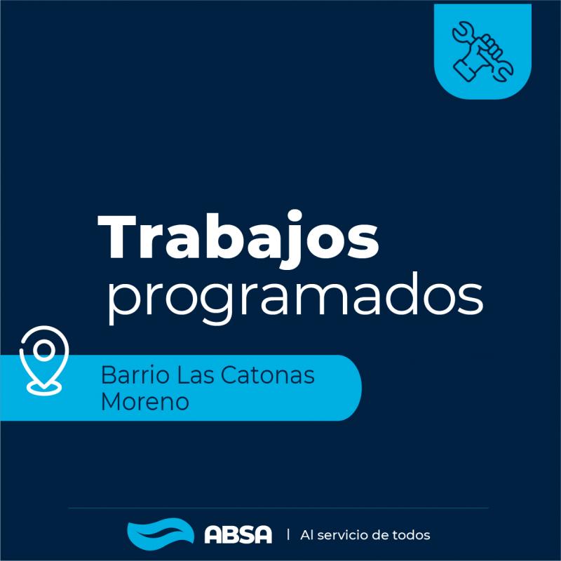 Moreno: trabajos programados en la red de agua del Barrio Las Catonas