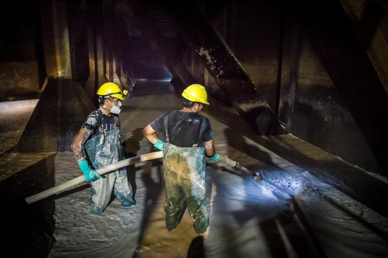 La Plata: finalizó la histórica limpieza de la Cisterna Sur en la Planta Potabilizadora
