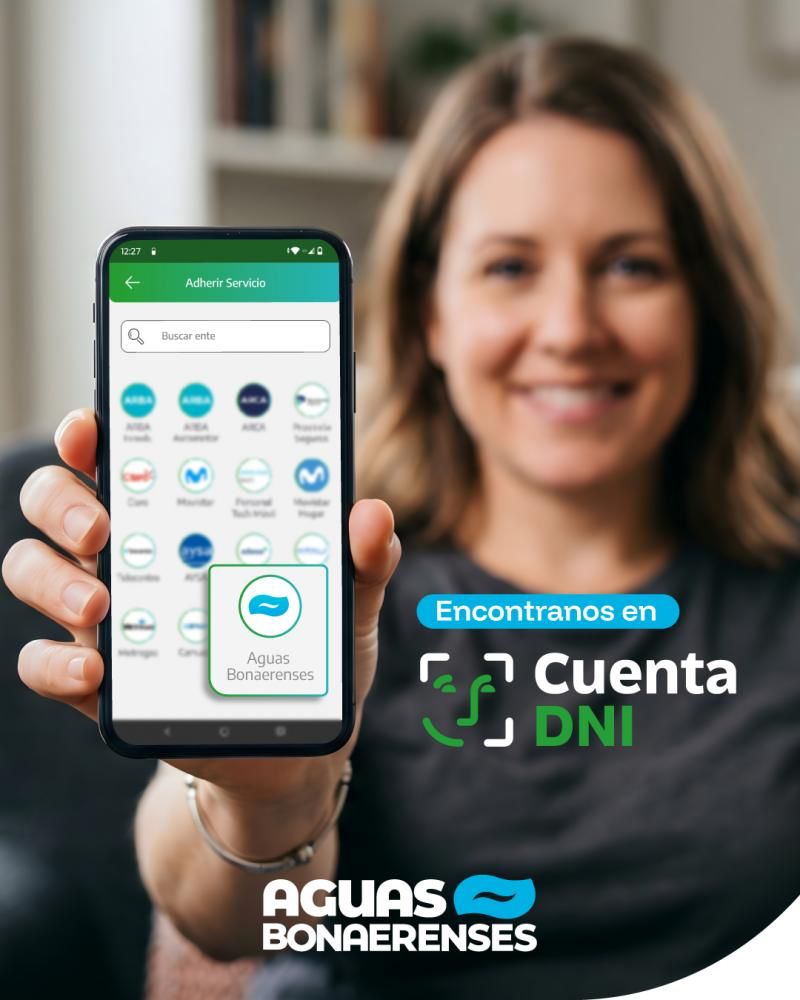 Aguas Bonaerenses suma Cuenta DNI como nuevo medio para el pago de los servicios