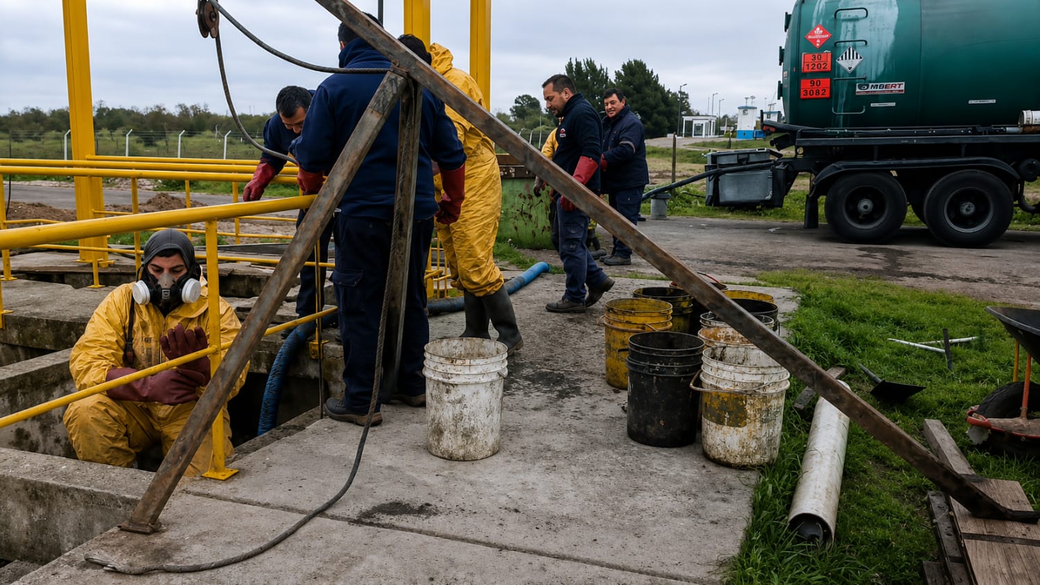 Berisso: trabajos de mantenimiento en la Planta Depuradora de Líquidos Cloacales